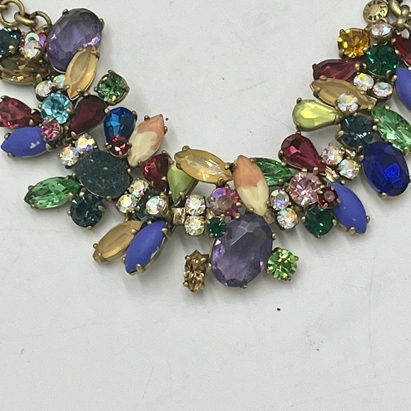 J.Crew Asymmetrical Colorful MultiColor Stone Gold‎ Tone Statement Bracelet 8" - Picture 12 of 16